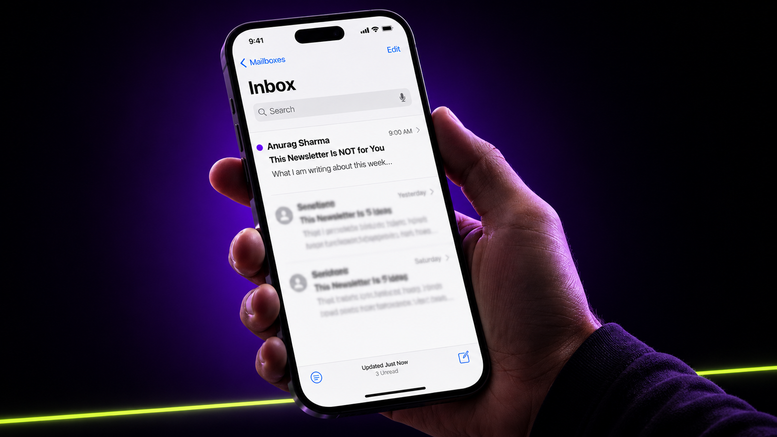 The Operator newsletter. phone mockup showing inbox preview
